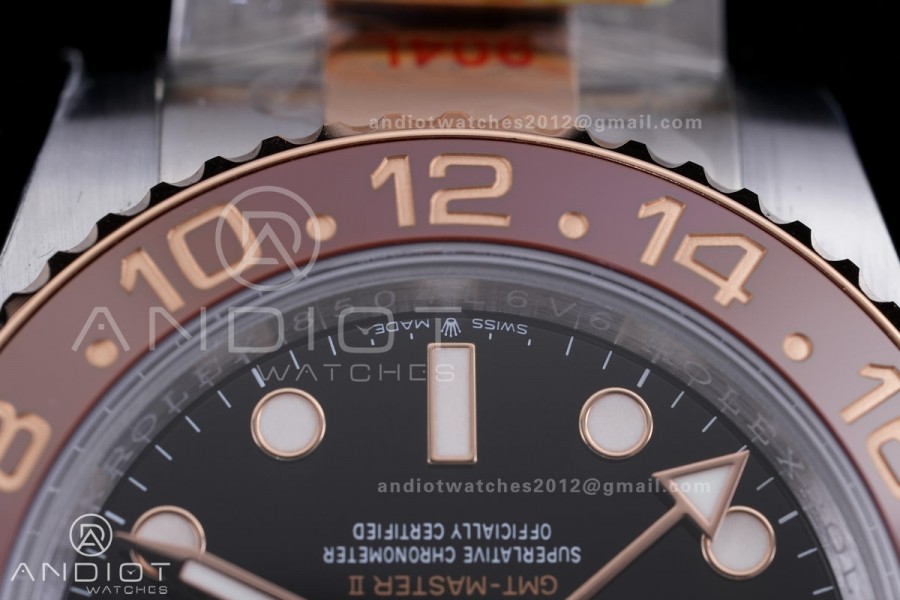 GMT Master II 126711 CHNR 904L SS/RG ARF Gain Weight 1:1 Root Beer Best Edition Black Dial On SS/RG Bracelet DD3285