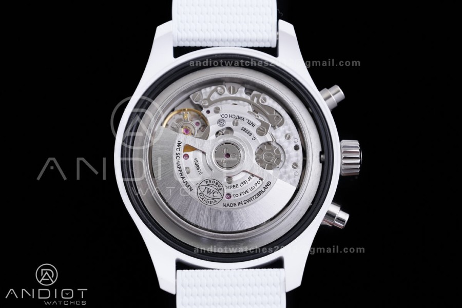 Pilot Chrono IW389105 White Ceramic “Lake Tahoe” APSF 1:1 Best Edition on White Rubber Strap DD69385 Super Clone