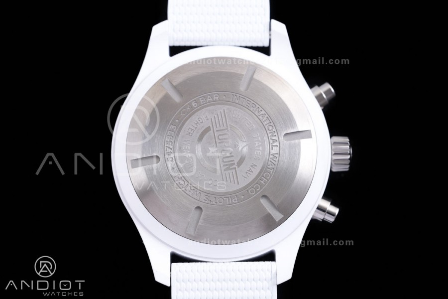 Pilot Chrono IW389105 White Ceramic “Lake Tahoe” APSF 1:1 Best Edition on White Rubber Strap DD69385 Super Clone