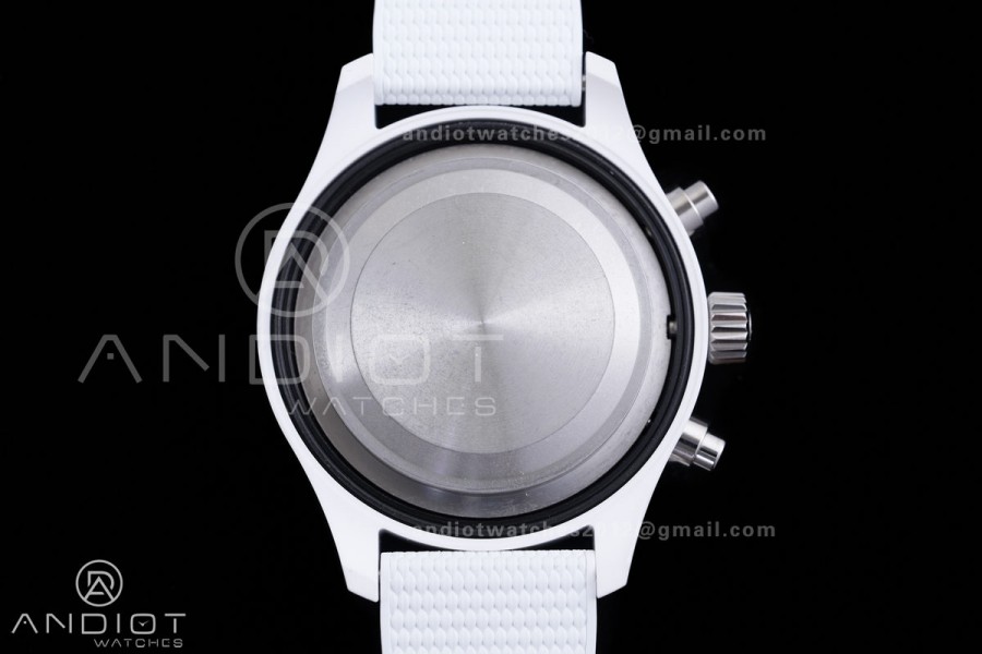 Pilot Chrono IW389105 White Ceramic “Lake Tahoe” APSF 1:1 Best Edition on White Rubber Strap DD69385 Super Clone