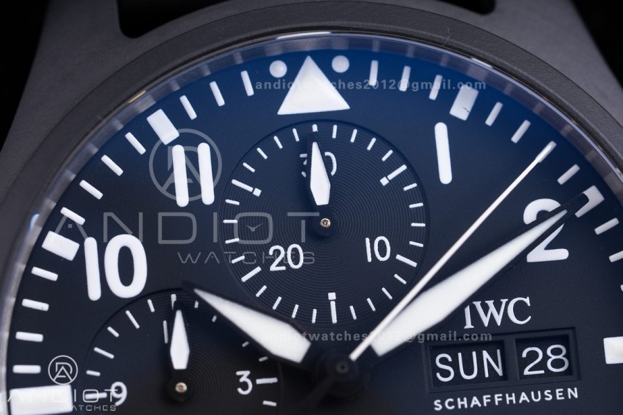 Pilot's Watch Chrono 41 IW389401 TOP GUN Black Ceramic APSF 1:1 Best Edition on Black Rubber Strap DD69385 Super Clone