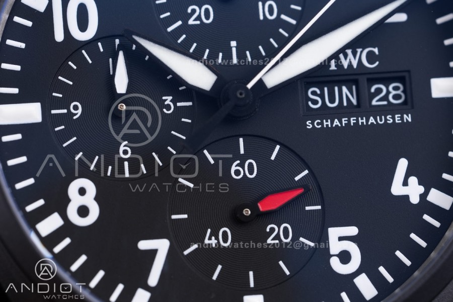 Pilot's Watch Chrono 41 IW389401 TOP GUN Black Ceramic APSF 1:1 Best Edition on Black Rubber Strap DD69385 Super Clone