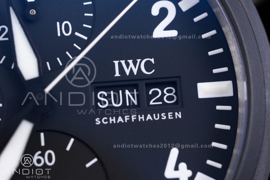 Pilot's Watch Chrono 41 IW389401 TOP GUN Black Ceramic APSF 1:1 Best Edition on Black Rubber Strap DD69385 Super Clone