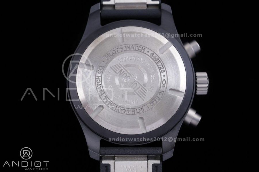 Pilot's Watch Chrono 41 IW389401 TOP GUN Black Ceramic APSF 1:1 Best Edition on Black Rubber Strap DD69385 Super Clone