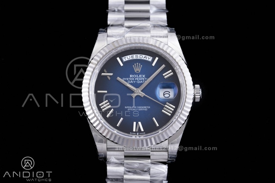 Day Date 228239 40mm Gain Weight V2 VSF 1:1 Best Edition Blue Ombre Dial Roman Marker On President Bracelet DD3255