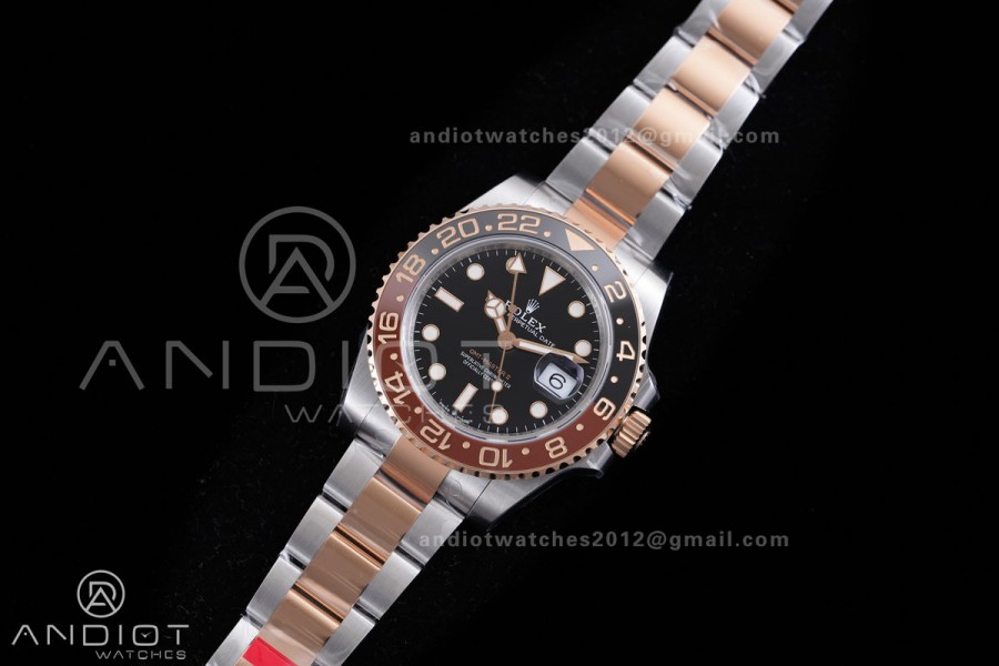 GMT-Master II 126711 CHNR Gain Weight VSF 1:1 Root Beer Best Edition Black Dial On SS/RG Oyster Bracelet Super Clone DD3285