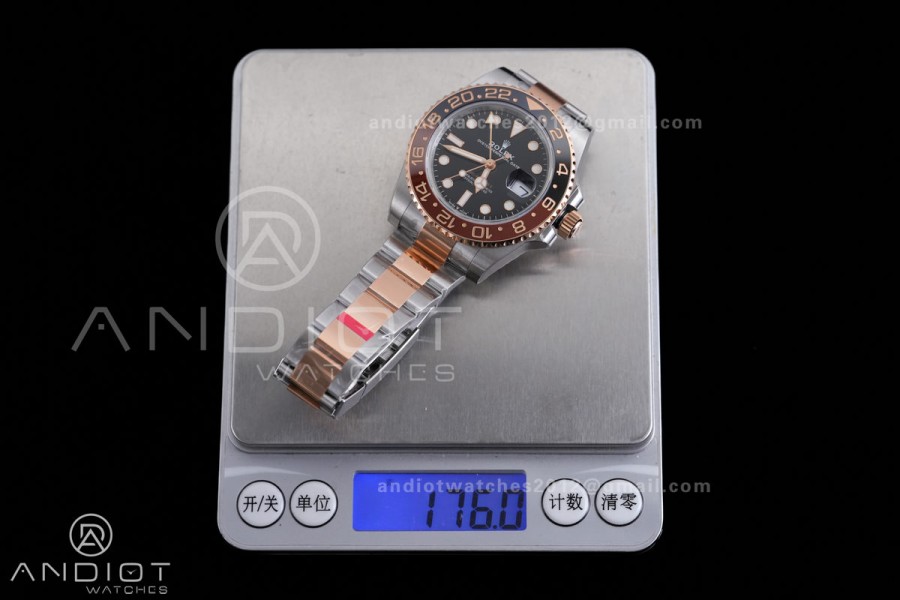 GMT-Master II 126711 CHNR Gain Weight VSF 1:1 Root Beer Best Edition Black Dial On SS/RG Oyster Bracelet Super Clone DD3285