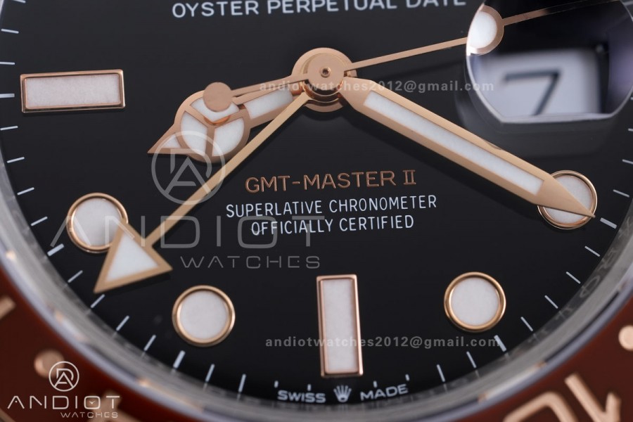 GMT-Master II 126711 CHNR Gain Weight VSF 1:1 Root Beer Best Edition Black Dial On SS/RG Oyster Bracelet Super Clone DD3285