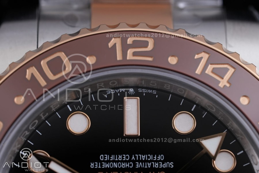 GMT-Master II 126711 CHNR Gain Weight VSF 1:1 Root Beer Best Edition Black Dial On SS/RG Oyster Bracelet Super Clone DD3285