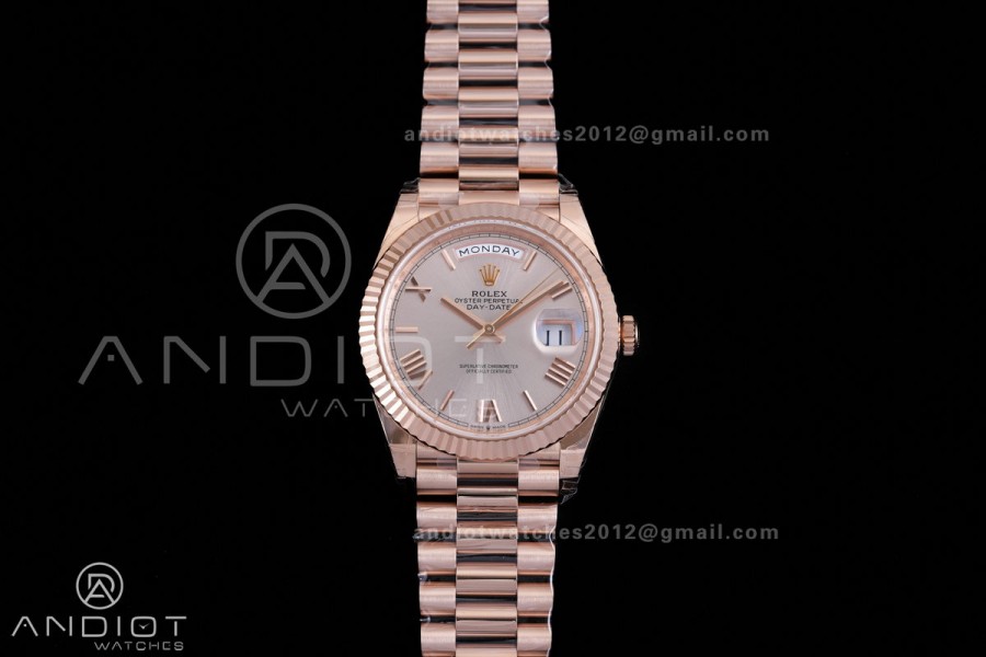 DayDate 40 228235 VSF 1:1 Best Edition RG Roman Dial on President Bracelet VS3255