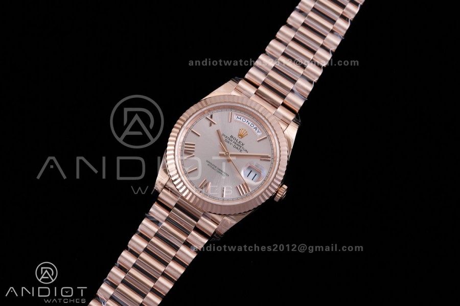 DayDate 40 228235 VSF 1:1 Best Edition RG Roman Dial on President Bracelet VS3255