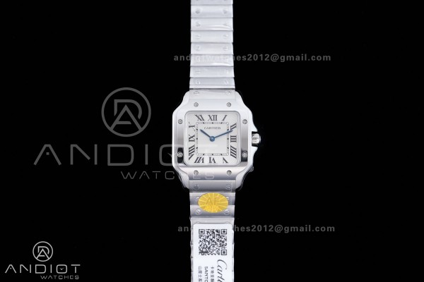 Santos WSSA0082 27x34mm AF 1:1 Best Edition Silver Dial On SS SmartLinks Bracelet Ronda Quartz