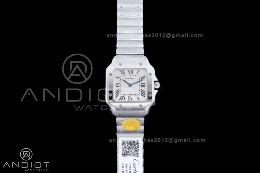 Santos WSSA0082 27x34mm AF 1:1 Best Edition Silver Dial On SS SmartLinks Bracelet Ronda Quartz