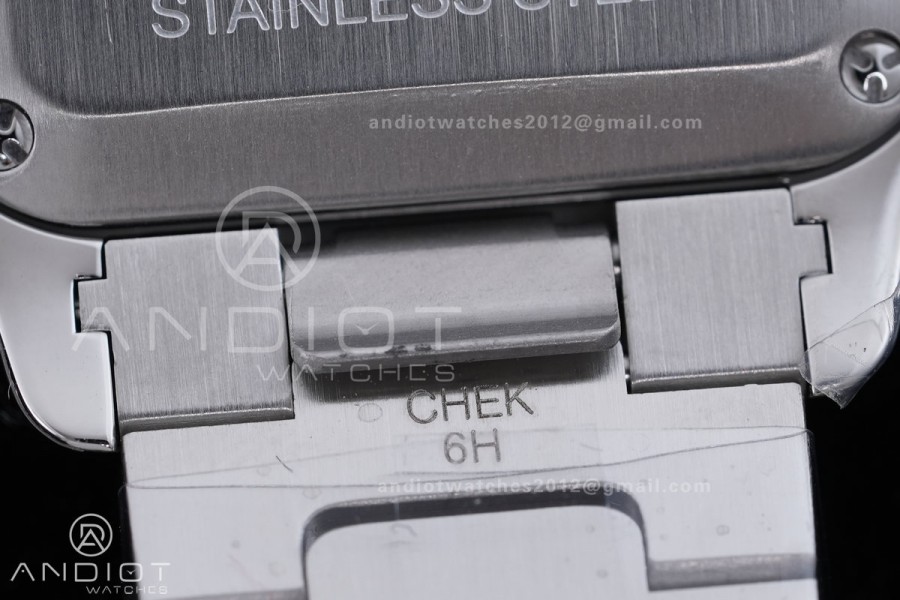 Santos WSSA0082 27x34mm AF 1:1 Best Edition Silver Dial On SS SmartLinks Bracelet Ronda Quartz