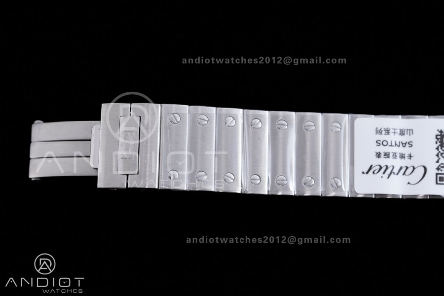 Santos WSSA0082 27x34mm AF 1:1 Best Edition Silver Dial On SS SmartLinks Bracelet Ronda Quartz