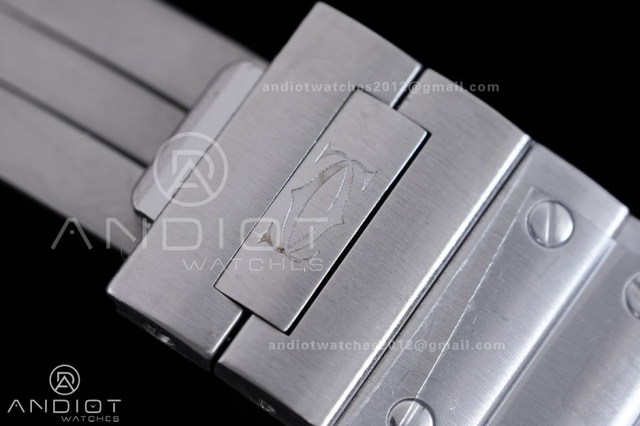 Santos WSSA0082 27x34mm AF 1:1 Best Edition Silver Dial On SS SmartLinks Bracelet Ronda Quartz