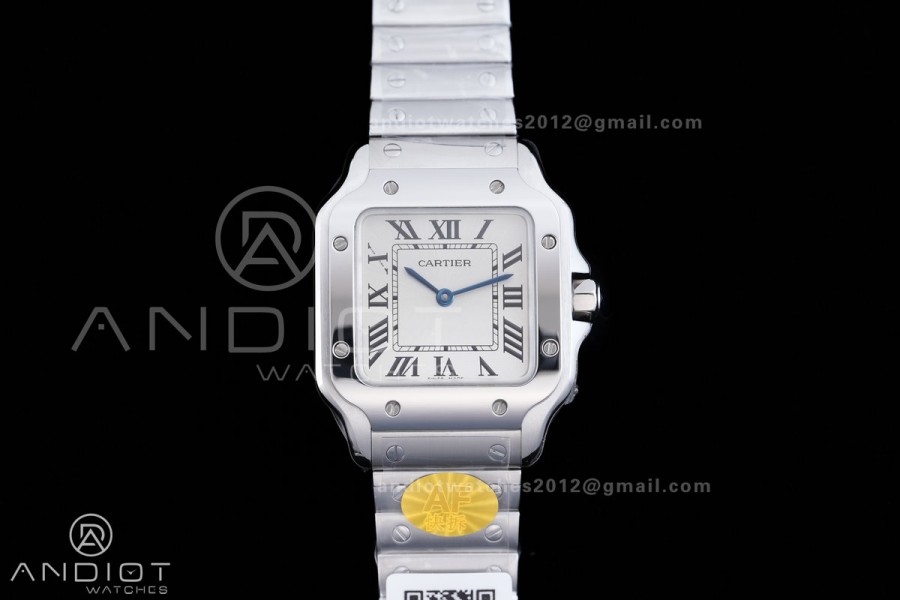 Santos WSSA0082 27x34mm AF 1:1 Best Edition Silver Dial On SS SmartLinks Bracelet Ronda Quartz