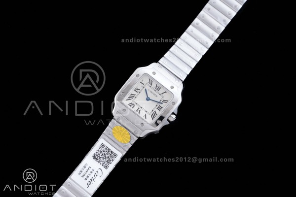 Santos WSSA0082 27x34mm AF 1:1 Best Edition Silver Dial On SS SmartLinks Bracelet Ronda Quartz