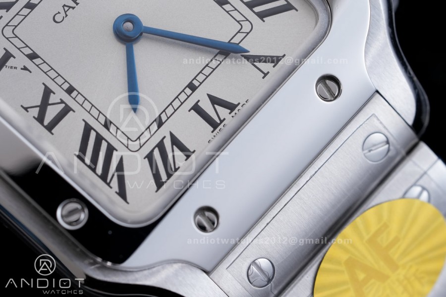 Santos WSSA0082 27x34mm AF 1:1 Best Edition Silver Dial On SS SmartLinks Bracelet Ronda Quartz