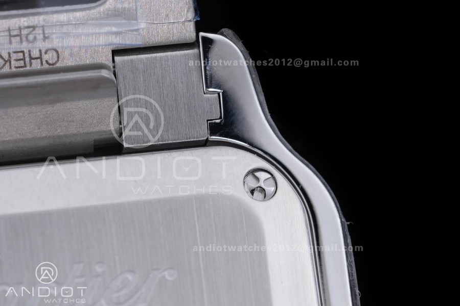 Santos WSSA0082 27x34mm AF 1:1 Best Edition Silver Dial On SS SmartLinks Bracelet Ronda Quartz