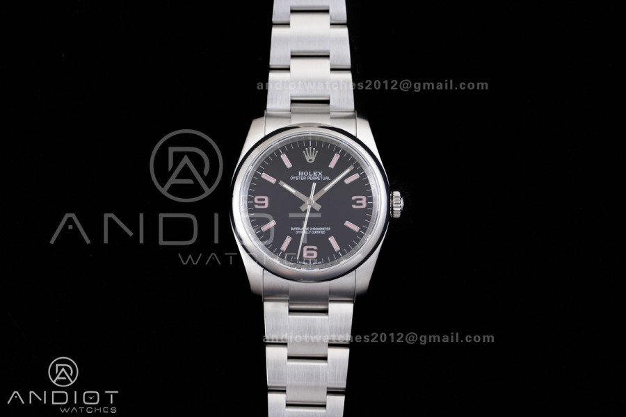 Oyster Perpetual 36 116000 KRF 1:1 Best Edition 904L Steel Black Dial Pink Lume on SS Bracelet SH3130