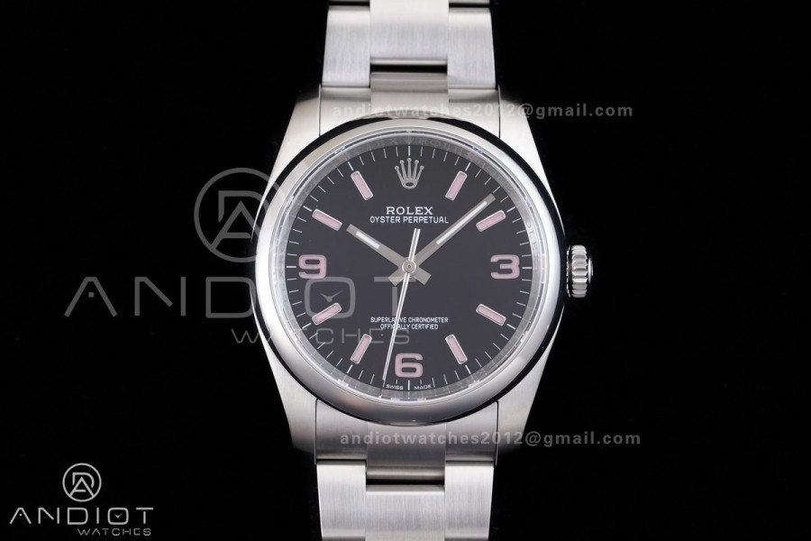 Oyster Perpetual 36 116000 KRF 1:1 Best Edition 904L Steel Black Dial Pink Lume on SS Bracelet SH3130