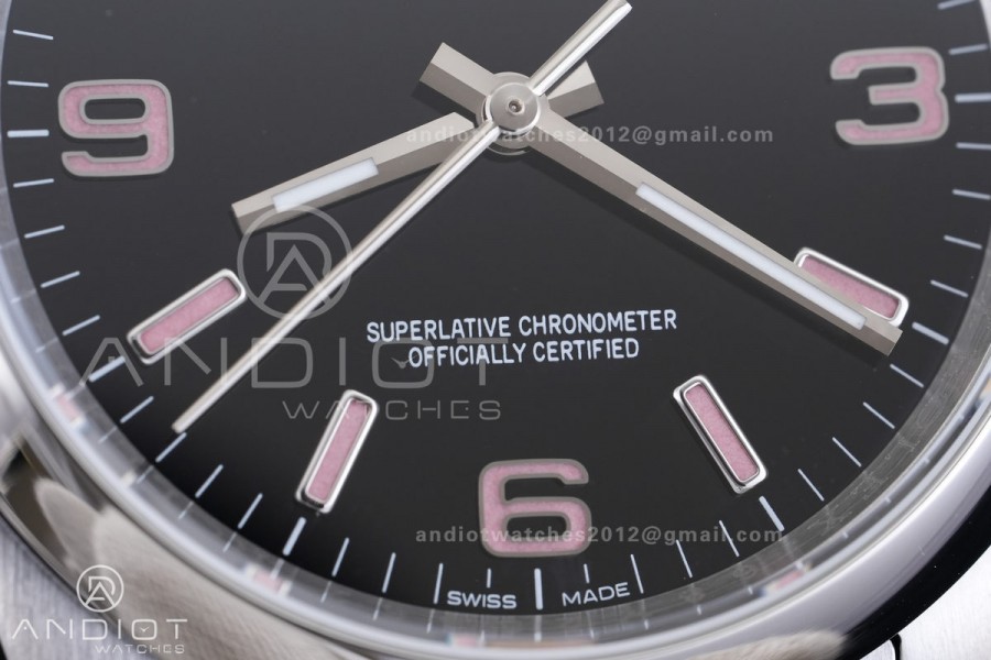 Oyster Perpetual 36 116000 KRF 1:1 Best Edition 904L Steel Black Dial Pink Lume on SS Bracelet SH3130