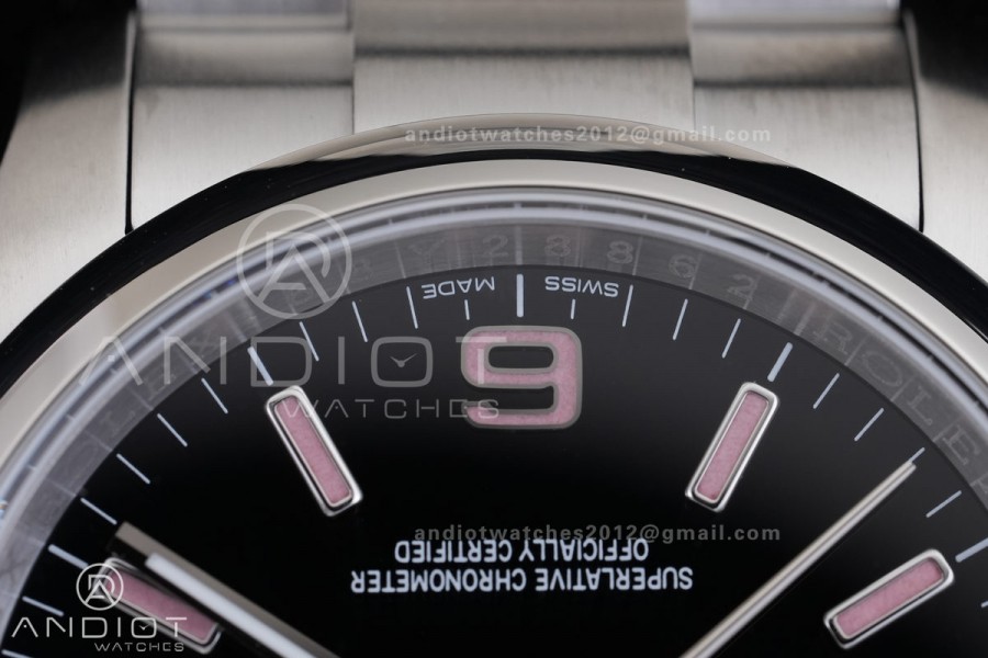 Oyster Perpetual 36 116000 KRF 1:1 Best Edition 904L Steel Black Dial Pink Lume on SS Bracelet SH3130