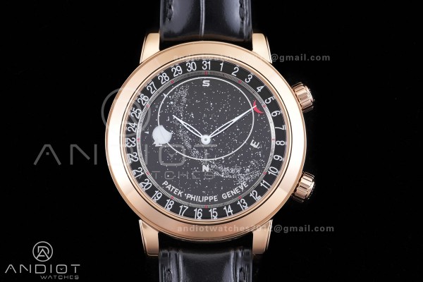 Grand Complications 6102 RG PPF 1:1 Best Edition Black Dial on Black Leather Strap SA240 Super Clone