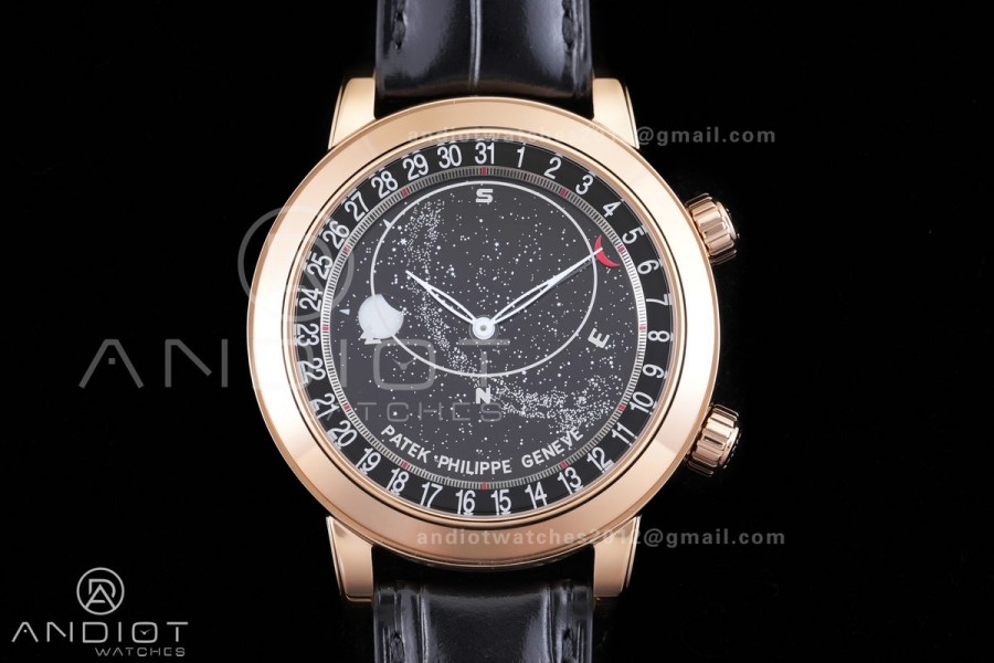 Grand Complications 6102 RG PPF 1:1 Best Edition Black Dial on Black Leather Strap SA240 Super Clone