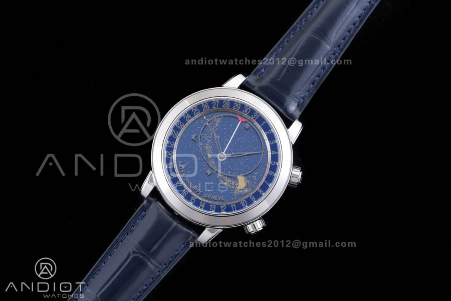 Grand Complications 6102 SS PPF 1:1 Best Edition Blue Dial on Blue Leather Strap SA240 Super Clone
