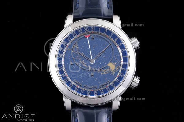 Grand Complications 6102 SS PPF 1:1 Best Edition Blue Dial on Blue Leather Strap SA240 Super Clone
