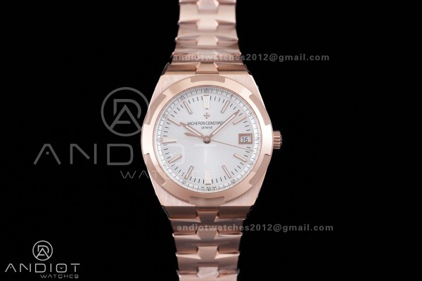 Overseas 4500V RG 8F 1:1 Best Edition Silver Dial on RG Bracelet A5100