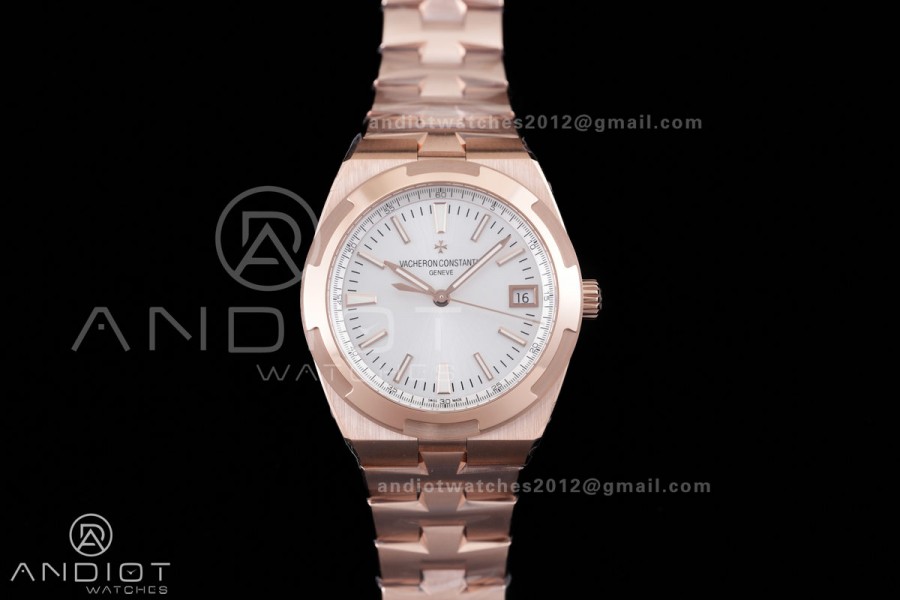 Overseas 4500V RG 8F 1:1 Best Edition Silver Dial on RG Bracelet A5100