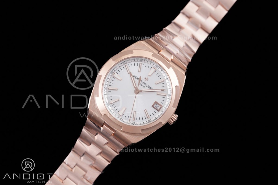 Overseas 4500V RG 8F 1:1 Best Edition Silver Dial on RG Bracelet A5100