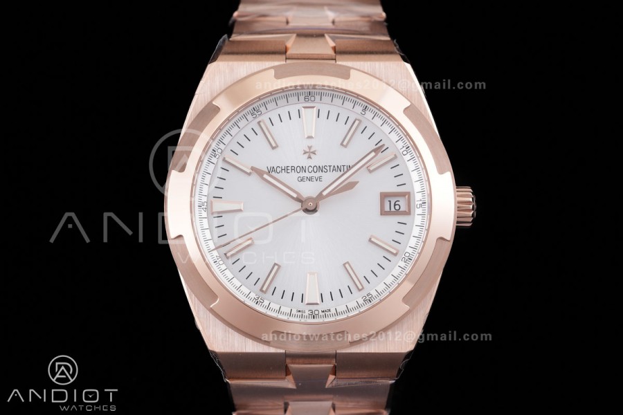 Overseas 4500V RG 8F 1:1 Best Edition Silver Dial on RG Bracelet A5100