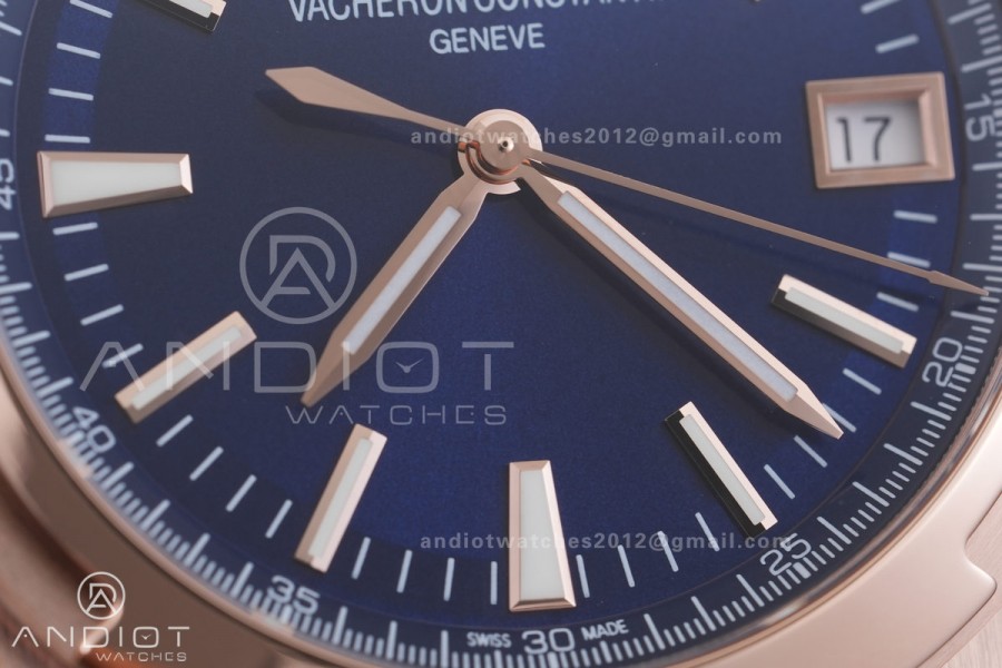 Overseas 4500V RG 8F 1:1 Best Edition Blue Dial on RG Bracelet A5100