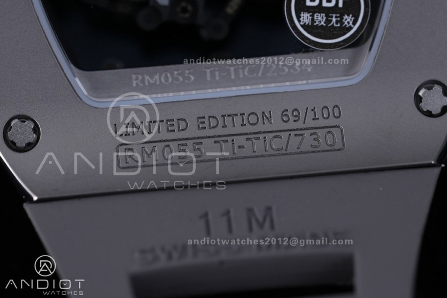 RM055 43mm Grey Ceramic/RU Skeleton Dial BBF RMUL2 Super Clone