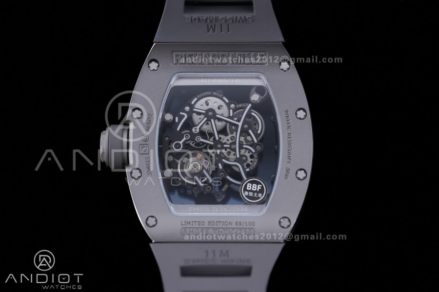 RM055 43mm Grey Ceramic/RU Skeleton Dial BBF RMUL2 Super Clone