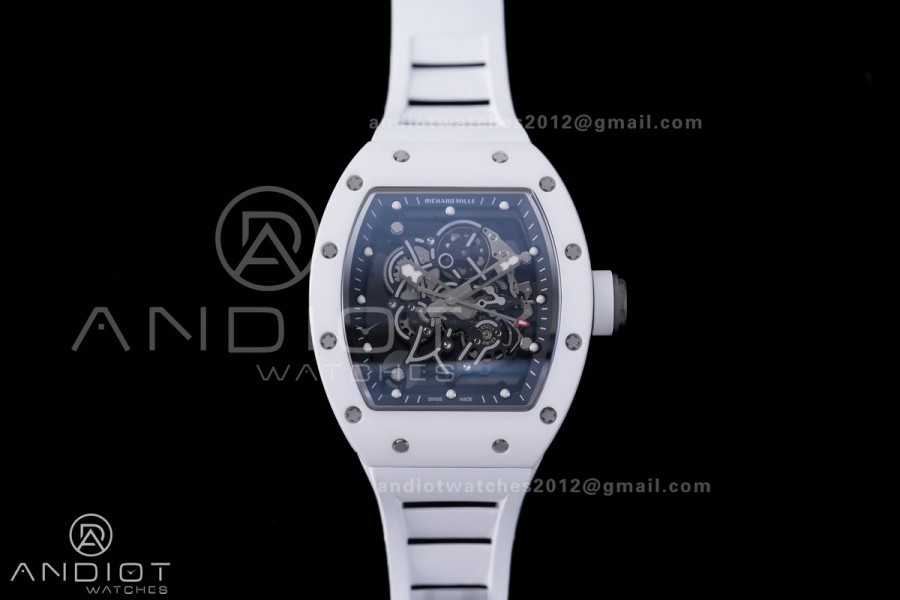 RM055 43mm White Ceramic /RU Skeleton Dial BBF RMUL2 Super Clone