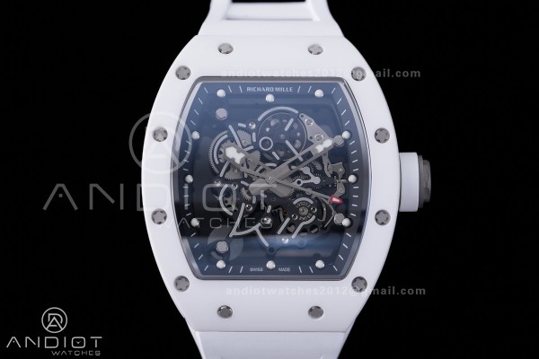 RM055 43mm White Ceramic /RU Skeleton Dial BBF RMU...