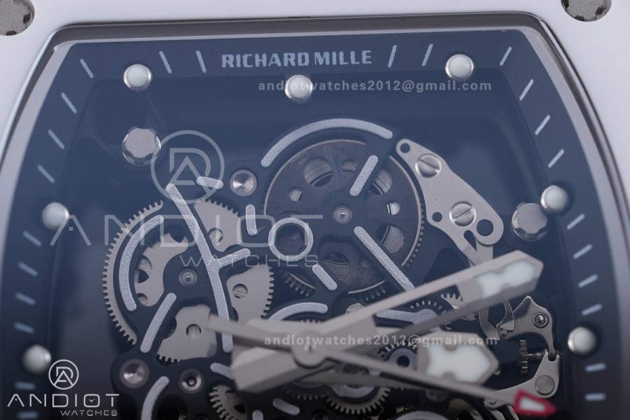 RM055 43mm White Ceramic /RU Skeleton Dial BBF RMUL2 Super Clone