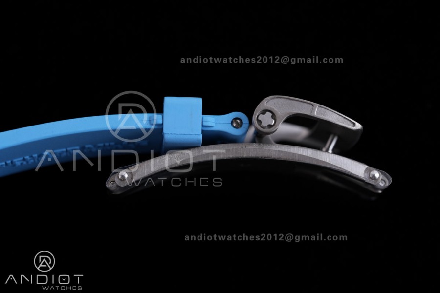 RM055 White Ceramic BBF 1:1 Best Edition Blue Bezel Blue Crown on Blue Rubber Strap RMUL2 Super Clone