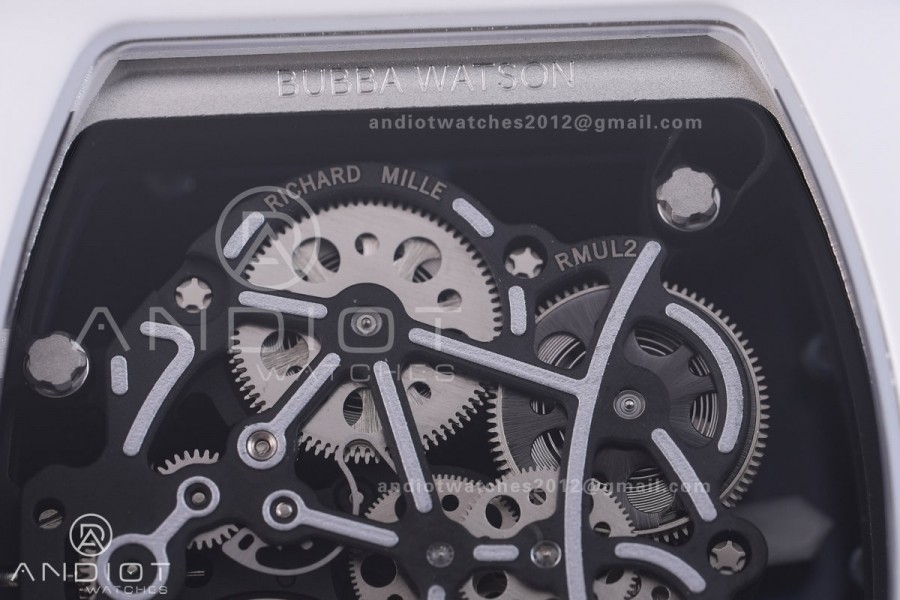 RM055 White Ceramic BBF 1:1 Best Edition Blue Bezel Blue Crown on Blue Rubber Strap RMUL2 Super Clone