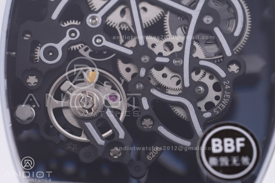 RM055 White Ceramic BBF 1:1 Best Edition Blue Bezel Blue Crown on Blue Rubber Strap RMUL2 Super Clone