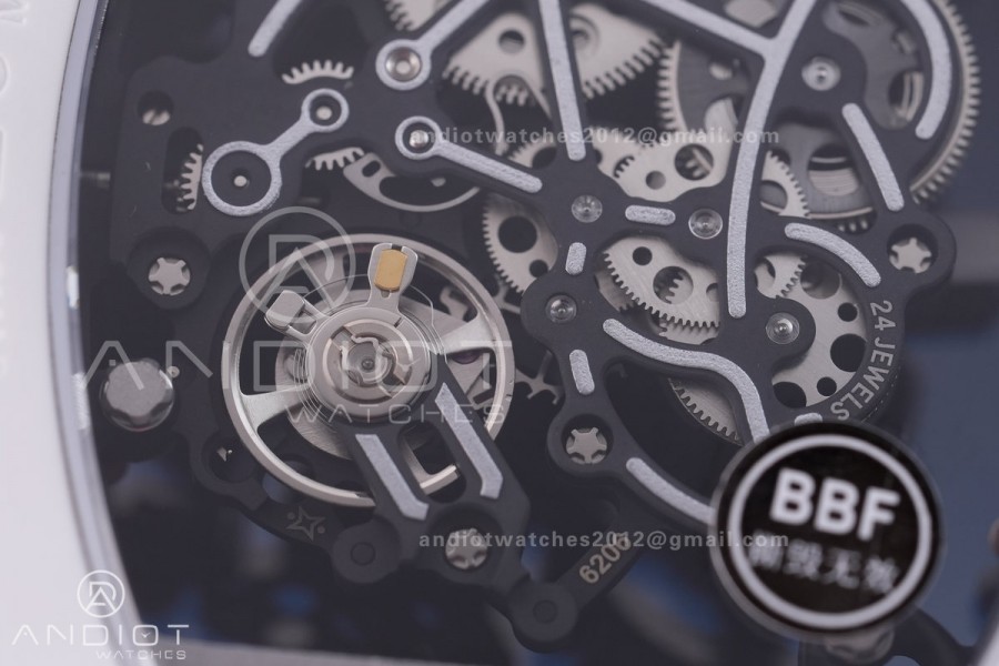 RM055 43mm White Ceramic /RU Skeleton Dial BBF RMUL2 Super Clone