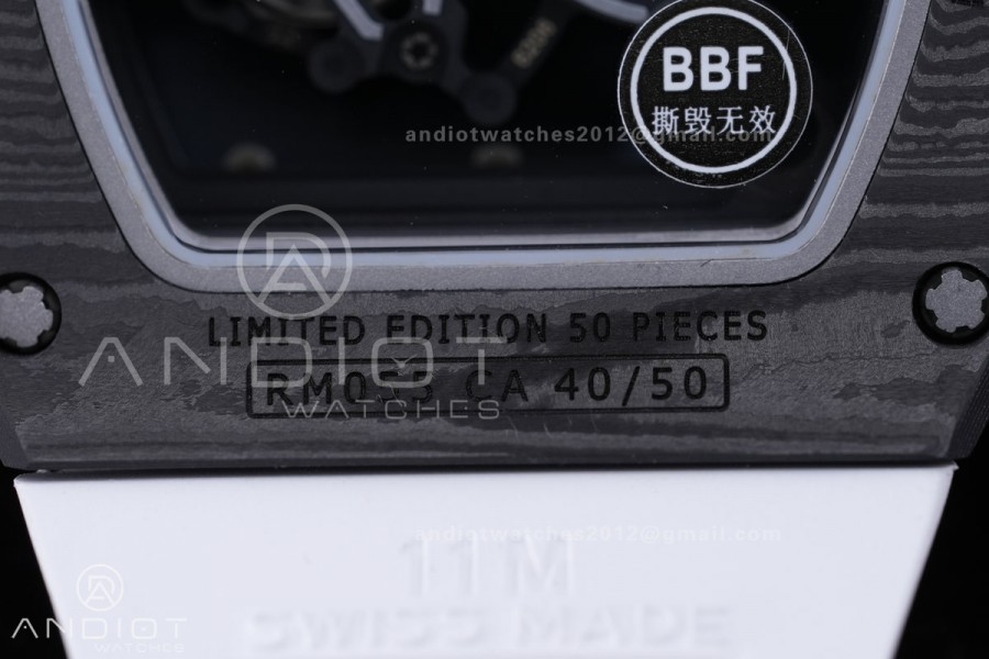 RM055 NTPT BBF 1:1 Best Edition White Bezel White Crown on White Rubber Strap RMUL2 Super Clone