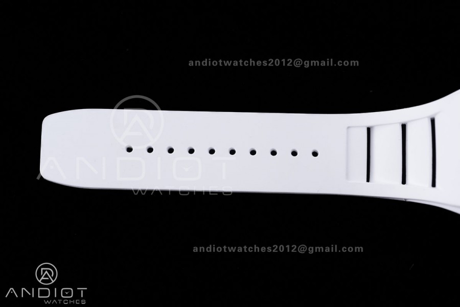 RM055 NTPT BBF 1:1 Best Edition White Bezel White Crown on White Rubber Strap RMUL2 Super Clone