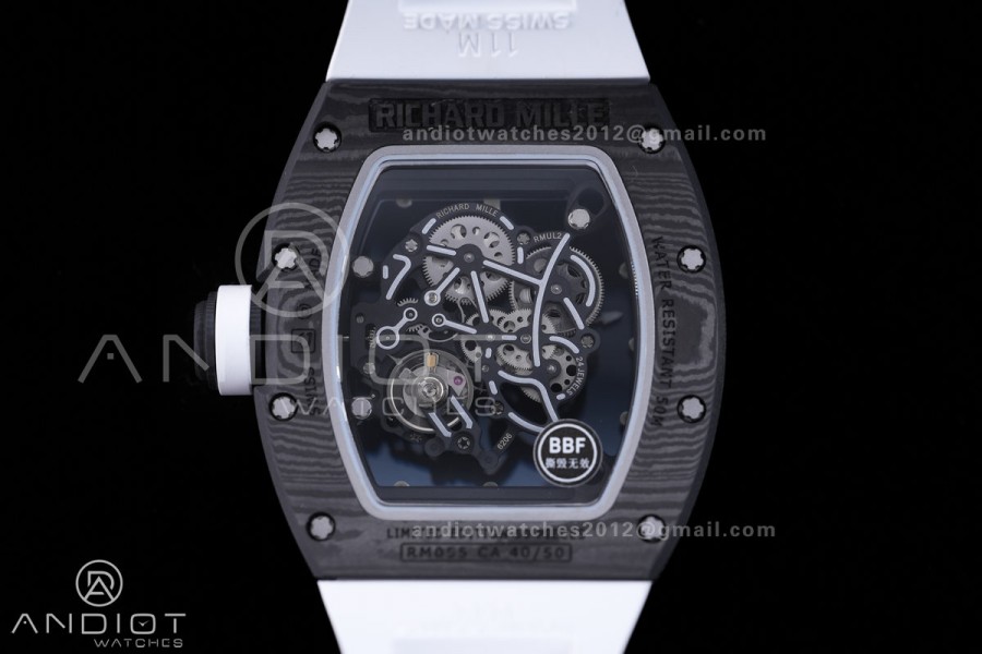 RM055 NTPT BBF 1:1 Best Edition White Bezel White Crown on White Rubber Strap RMUL2 Super Clone