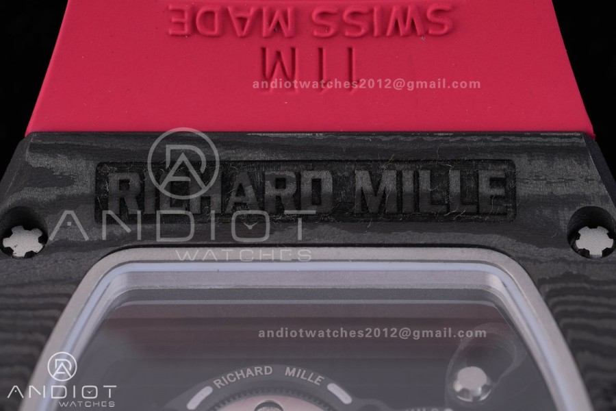 RM055 NTPT BBF 1:1 Best Edition Black Bezel Red Crown on Red Rubber Strap RMUL2 Super Clone